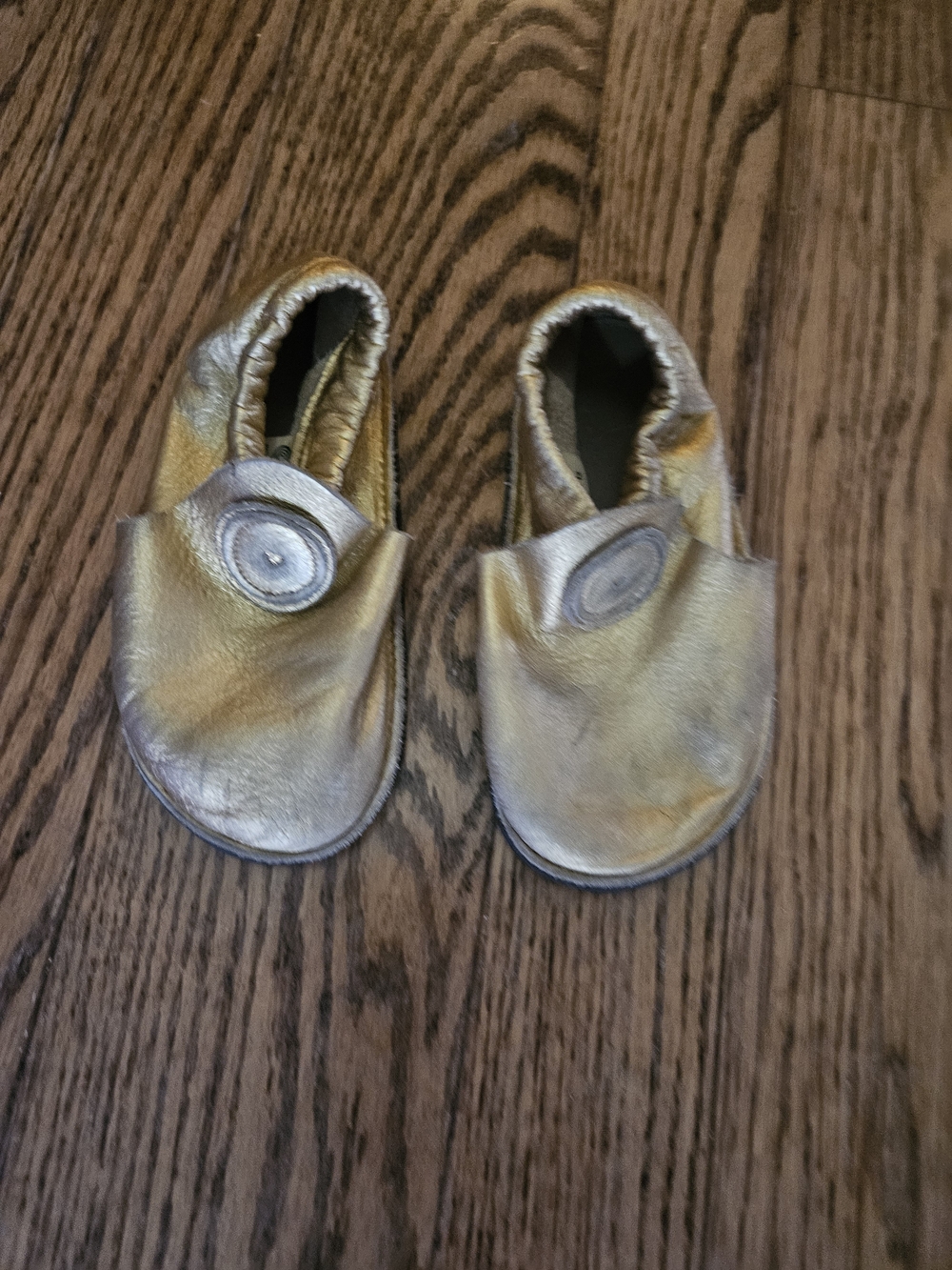 Kids SoftStar Gold Leather Slip-On Shoes Rambler Handmade 12T